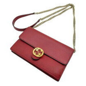 Gucci Chain shoulder calf hardware GG red bag Shoulder Interlocking leather Bag